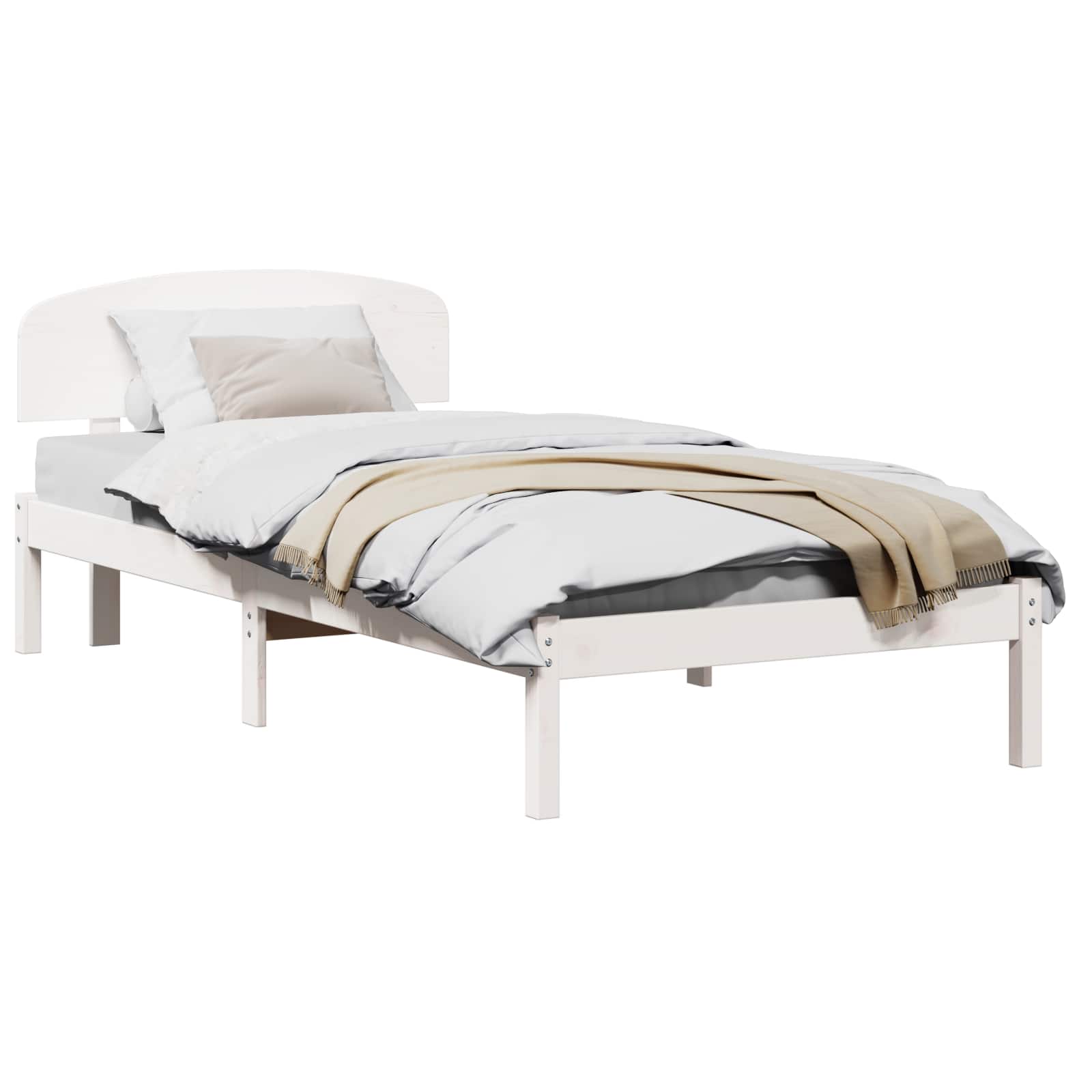 Estrutura da cama com cabeceira branco 100 x 200 cm