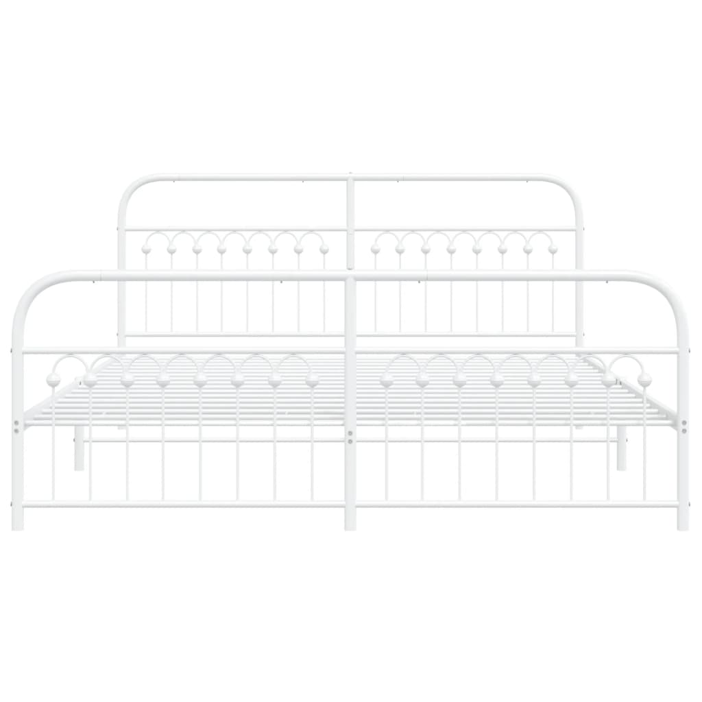 Estrutura de cama com cabeceira e pés 183x203 cm metal branco
