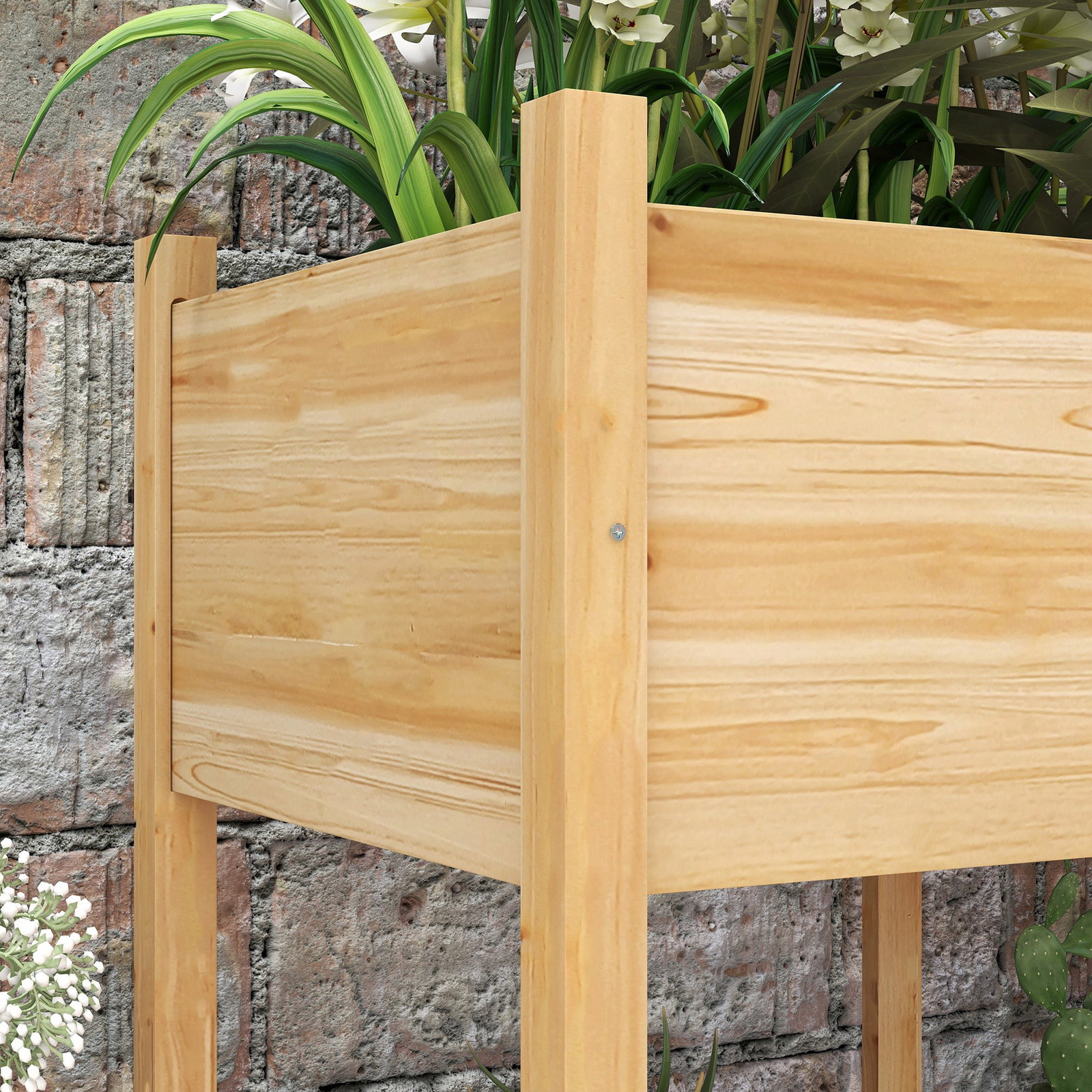 Mesa de cultivo de madeira horta elevada 115x55x80 cm com tecido não tecido para cultivo de plantas verduras flores madeira