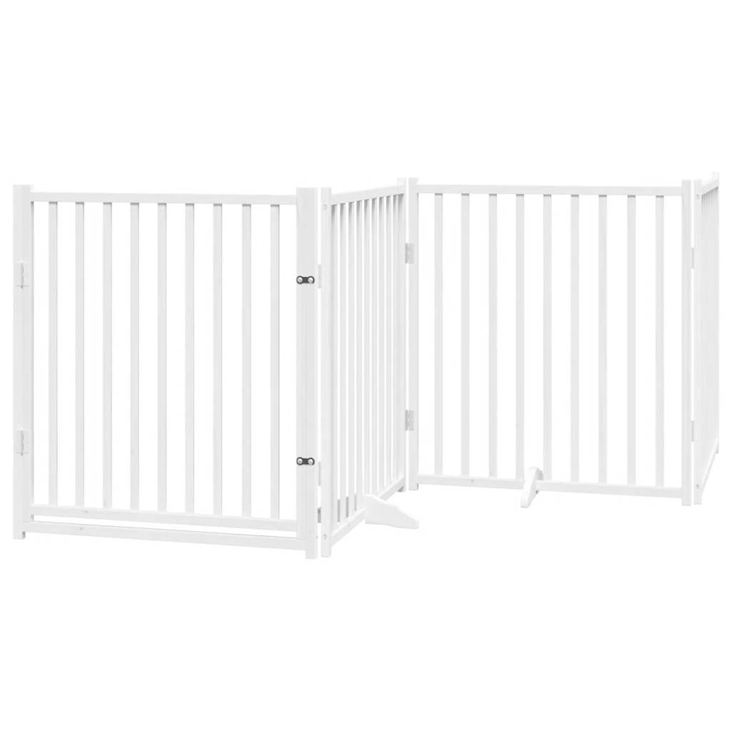 Portão p/ cães com porta dobrável 8 painéis 640 cm álamo branco