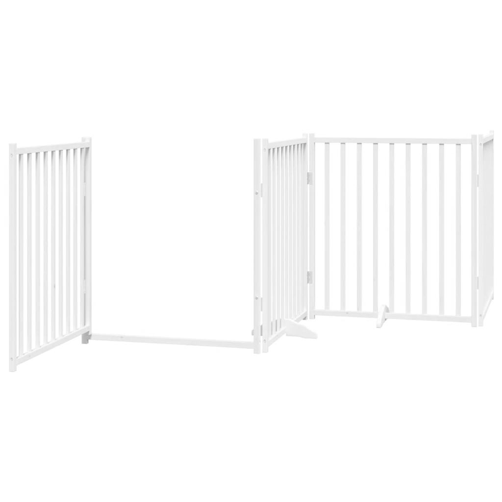 Portão p/ cães com porta dobrável 8 painéis 640 cm álamo branco