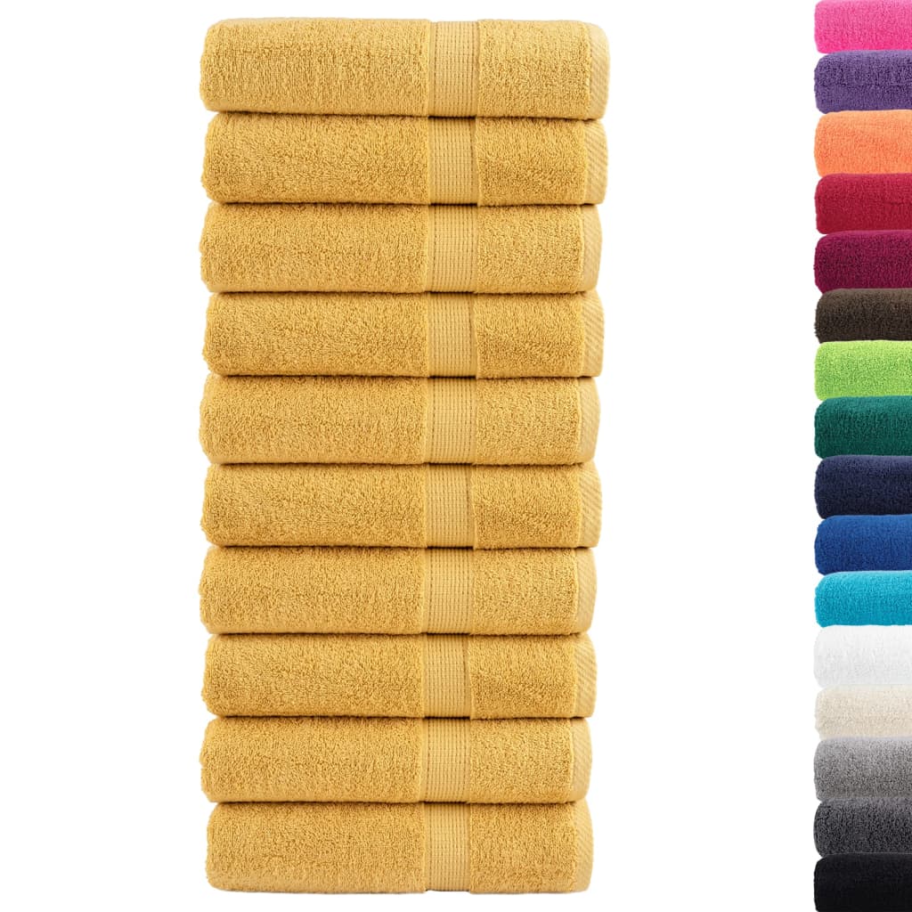 Toalhas de mãos premium solund 10pcs 50x100 cm 600 gsm dourado