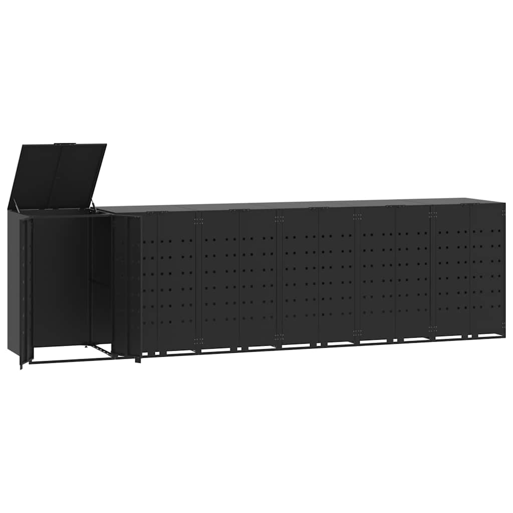 Abrigo para 6 caixotes do lixo 414x79x117 cm aço preto