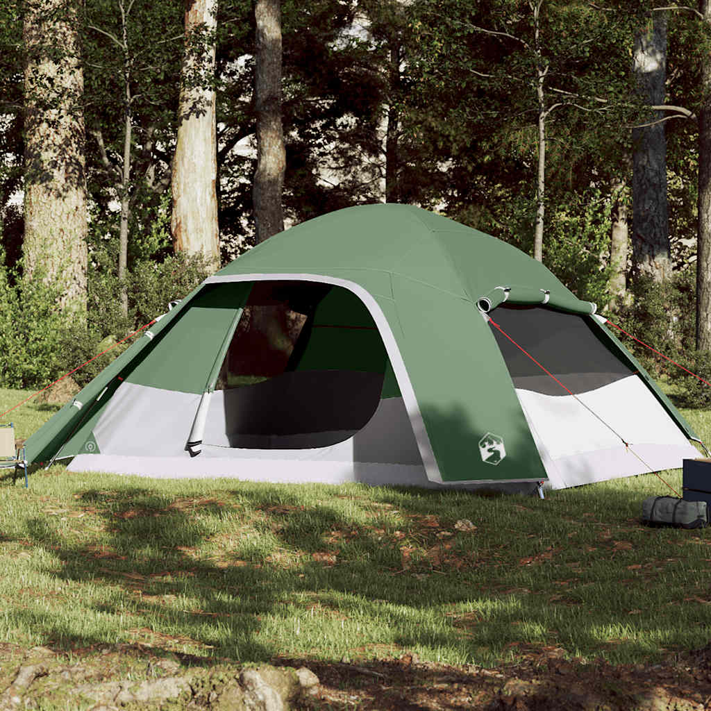 Tenda familiar em cúpula para 6 pessoas impermeável verde