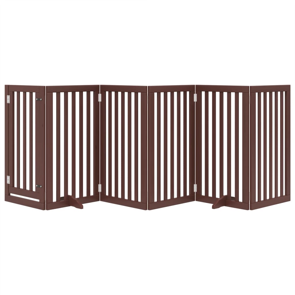 Portão p/ cães c/ porta dobrável 6 painéis 300cm álamo castanho