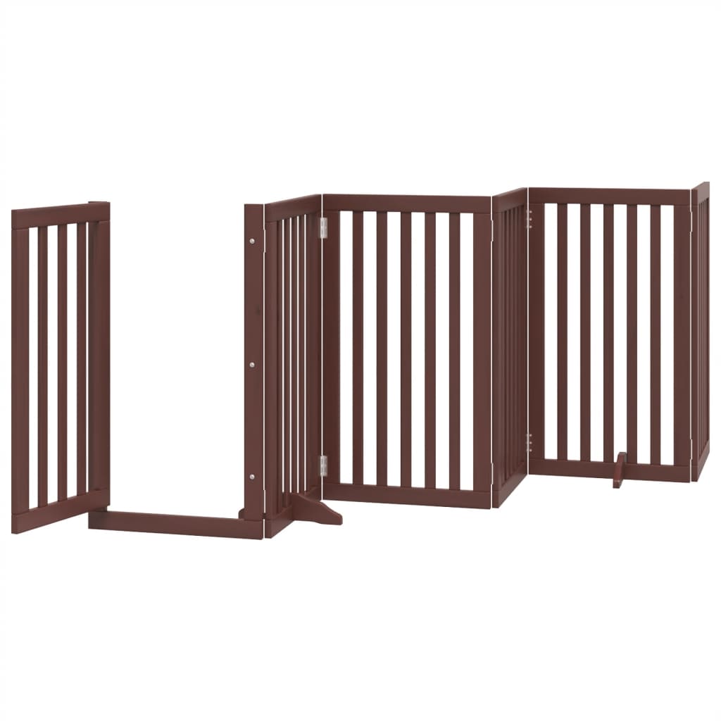 Portão p/ cães c/ porta dobrável 6 painéis 300cm álamo castanho