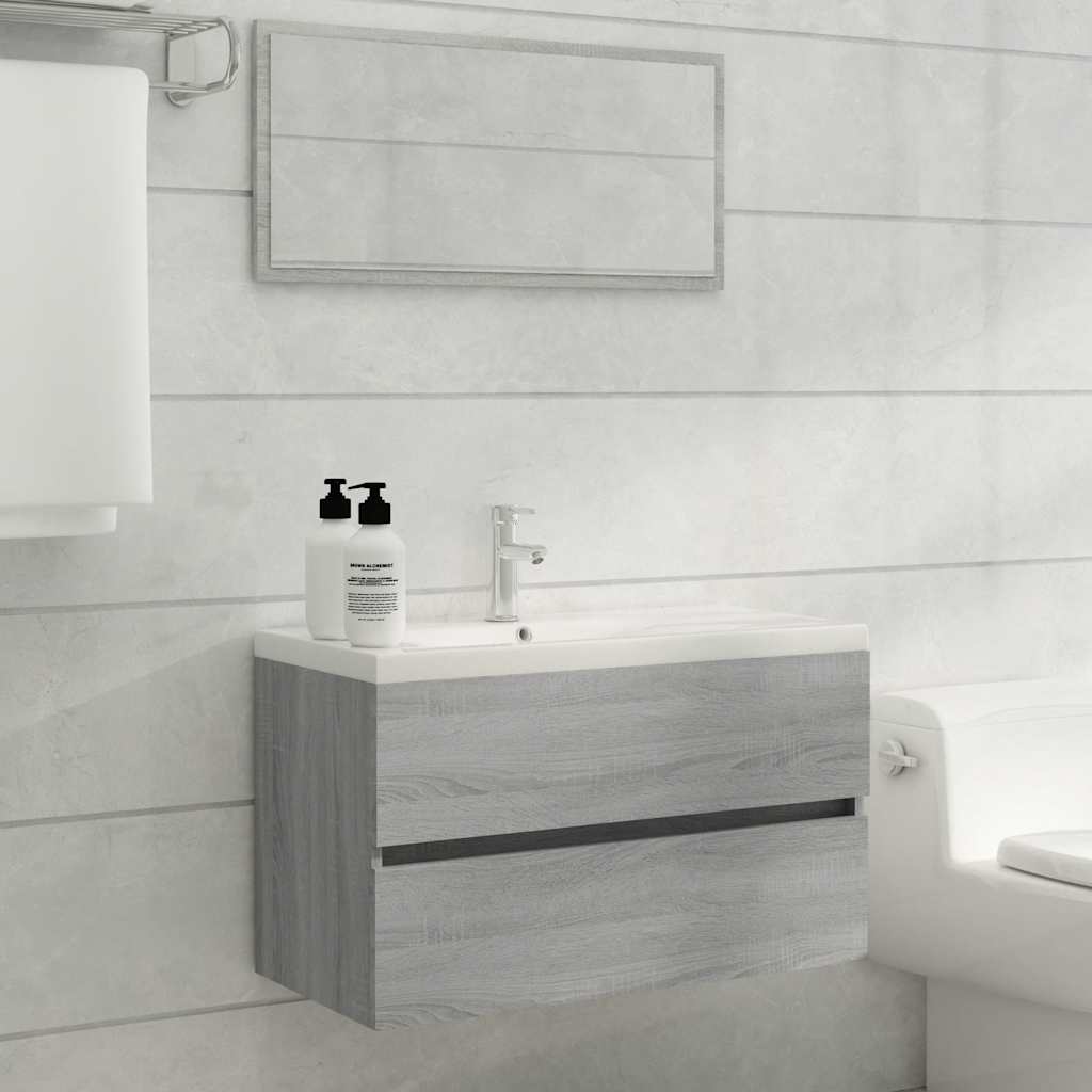 2 Pcs conjunto móveis wc derivados de madeira sonoma cinza