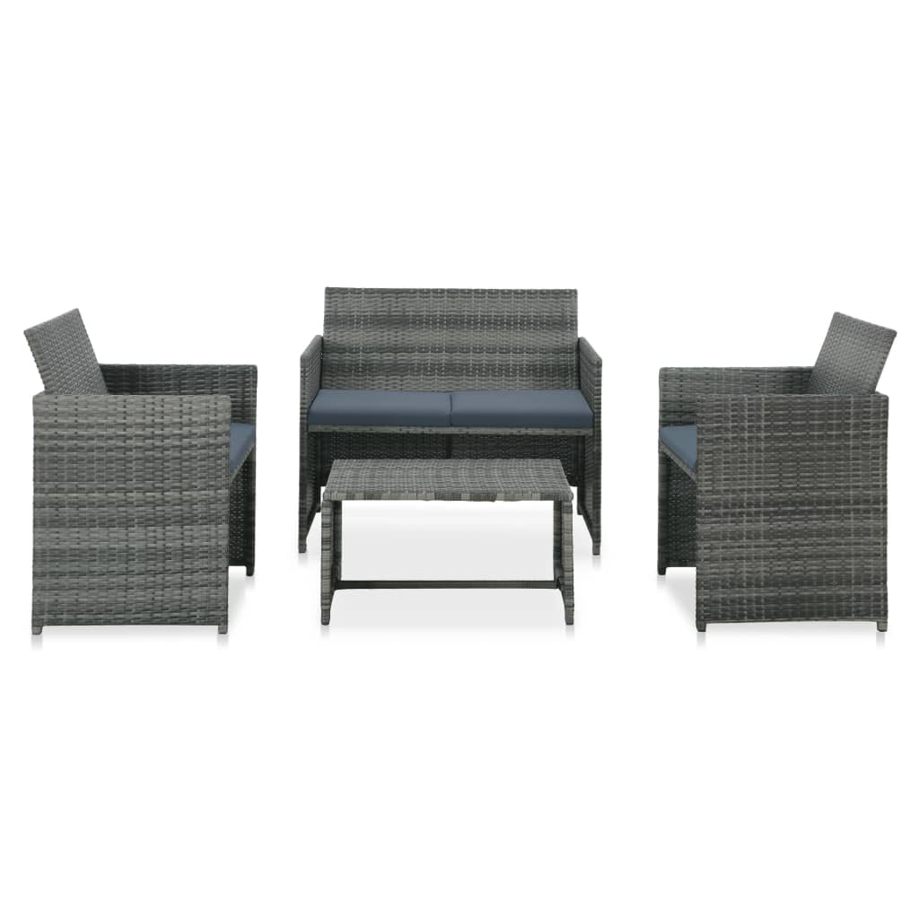Conjunto de sofás para jardim 8 pcs vime PE acinzento