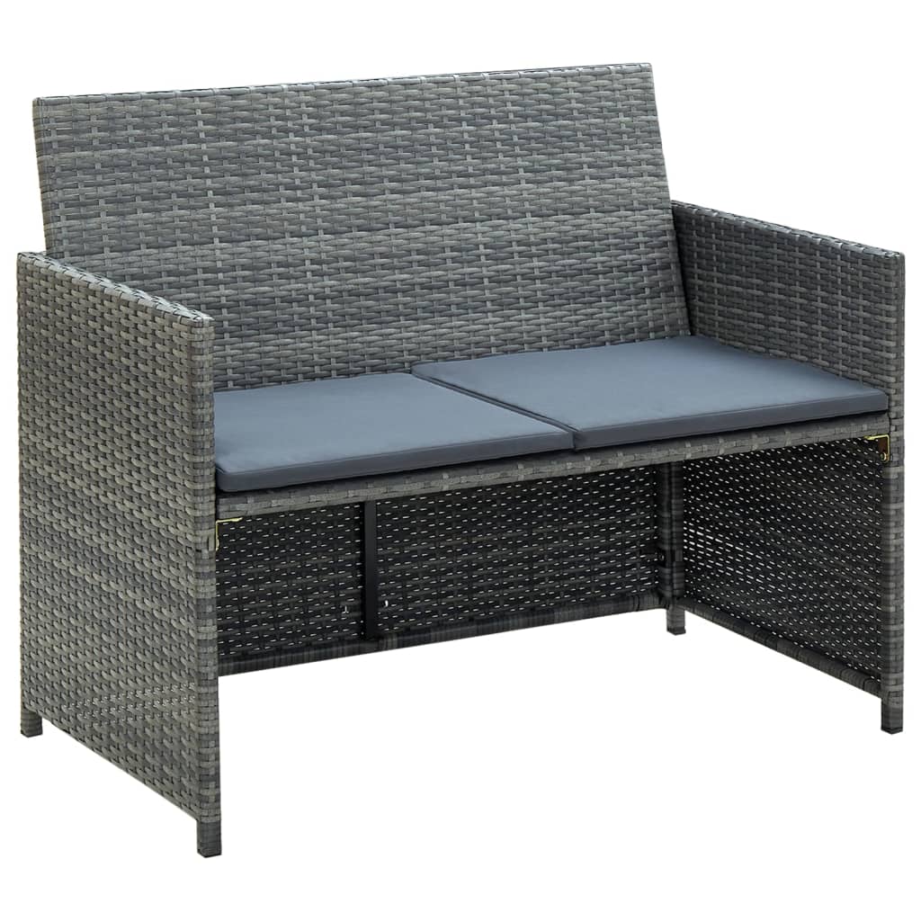 Conjunto de sofás para jardim 8 pcs vime PE acinzento