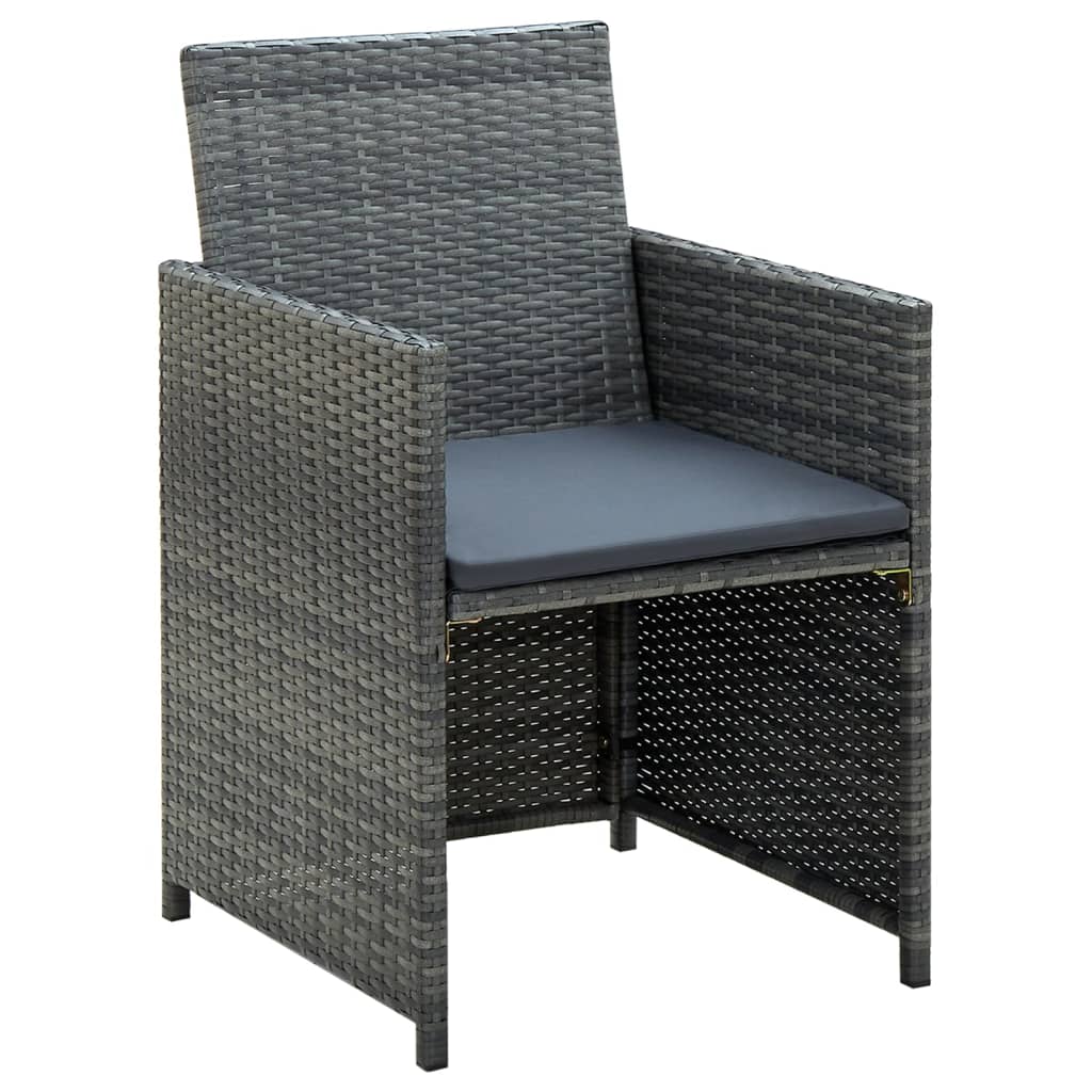 Conjunto de sofás para jardim 8 pcs vime PE acinzento
