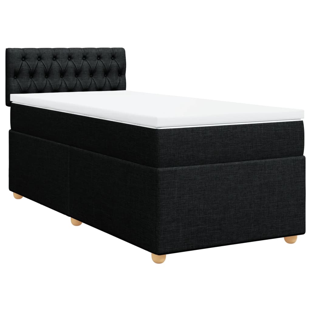 Cama com molas/colchão 100x200 cm tecido preto