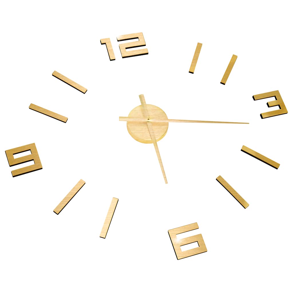Relógio de parede 3d com design moderno 100 cm xxl dourado
