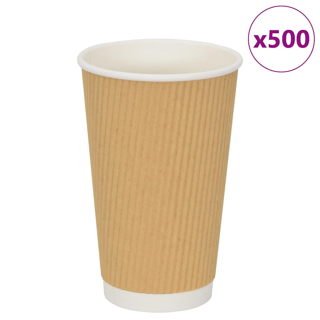 Copos de café de papel 500 pcs 16oz 400ml castanho
