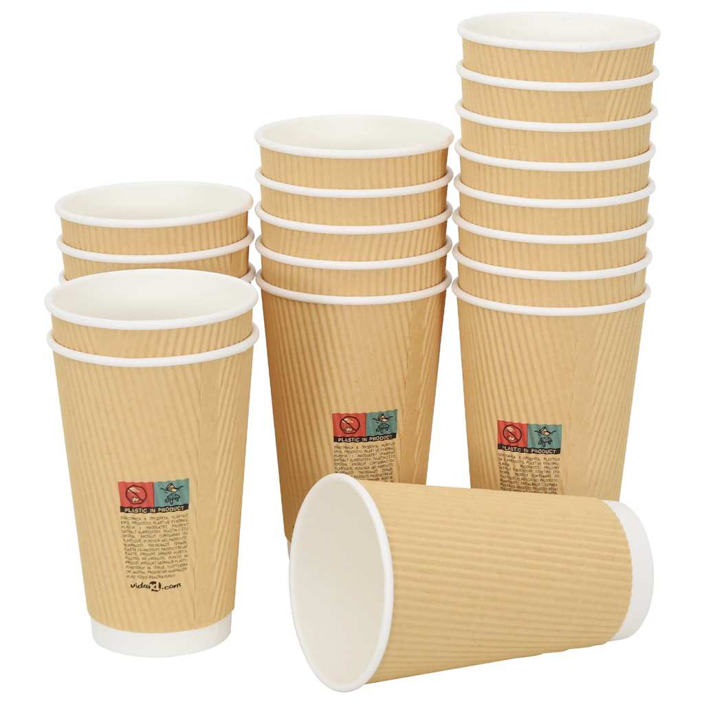 Copos de café de papel 500 pcs 16oz 400ml castanho