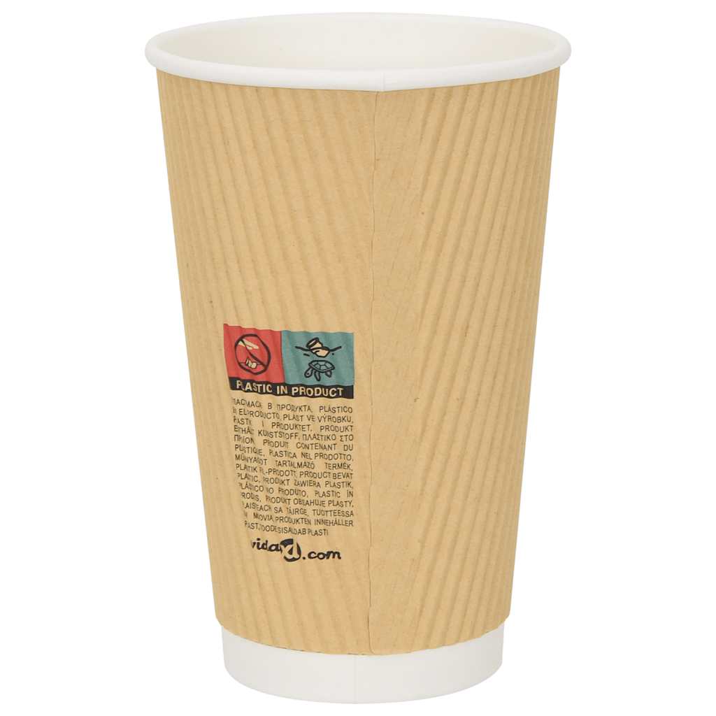 Copos de café de papel 500 pcs 16oz 400ml castanho