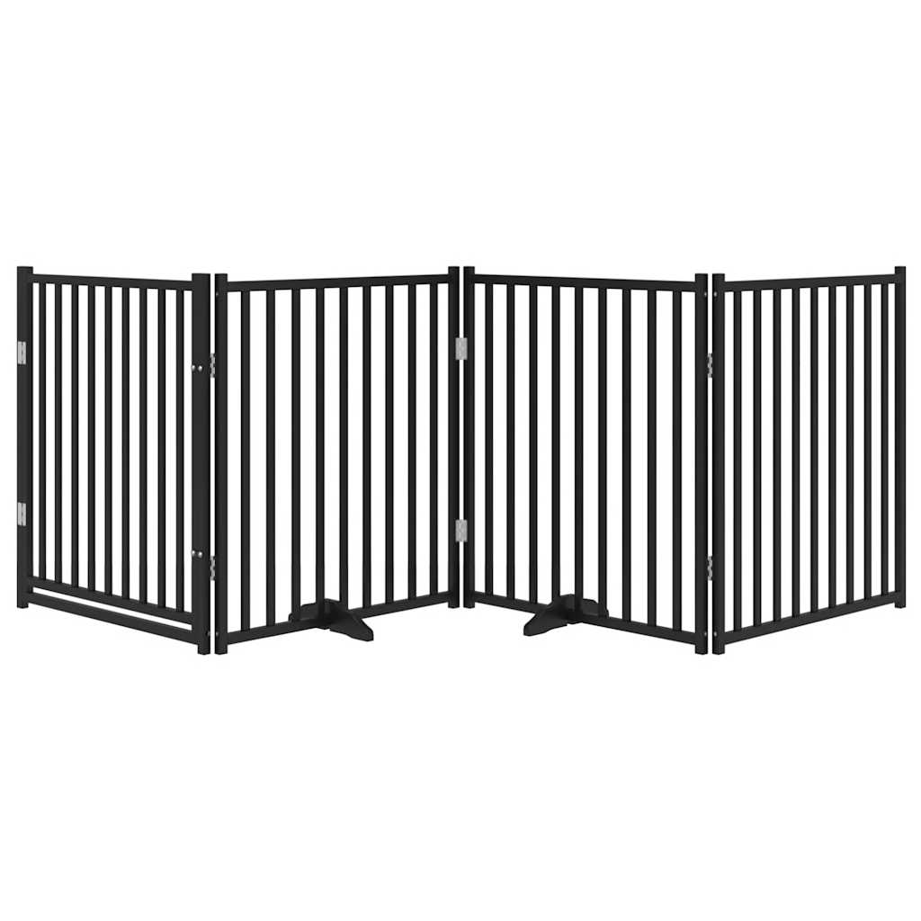 Portão p/ cães com porta dobrável 4 painéis 320 cm abeto preto