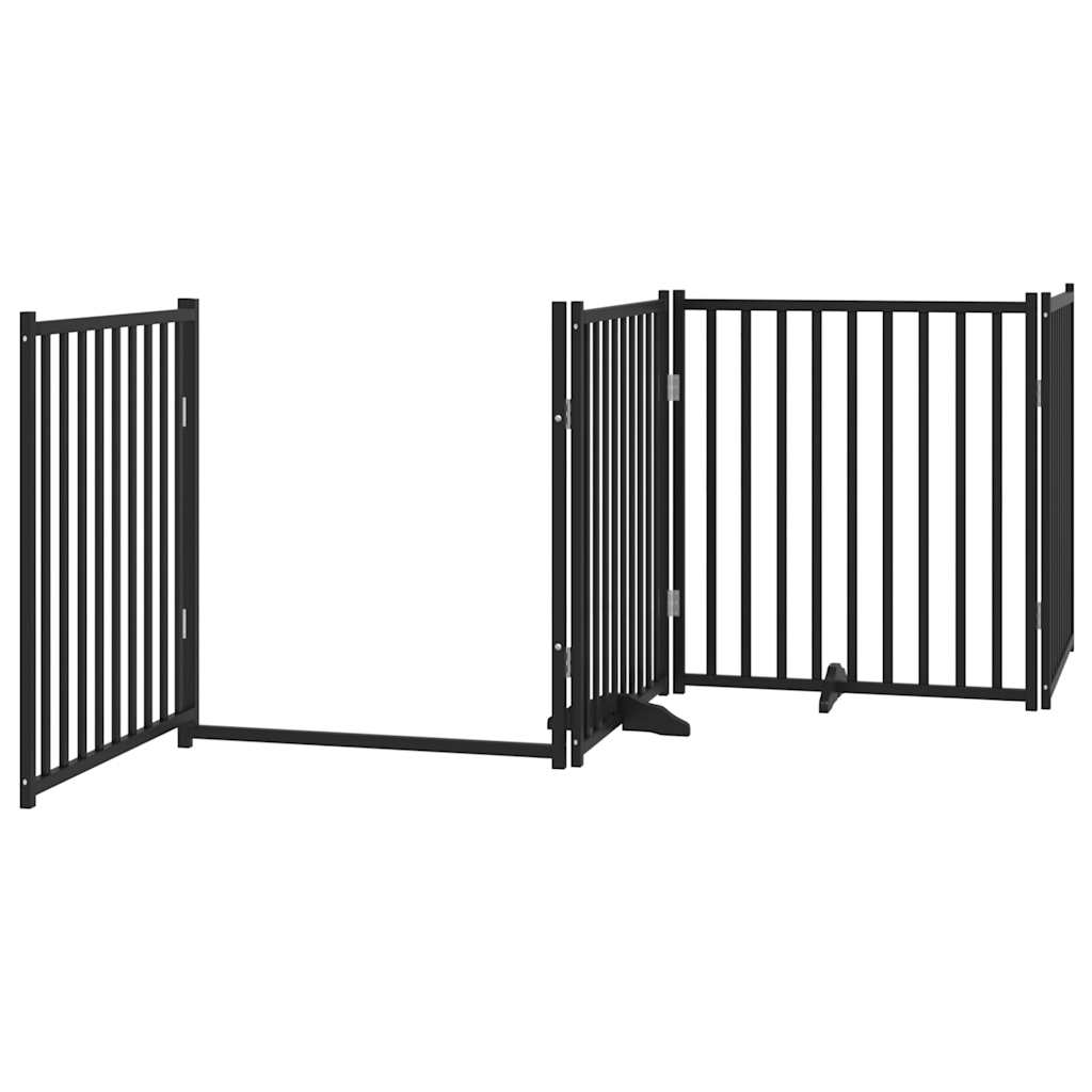 Portão p/ cães com porta dobrável 4 painéis 320 cm abeto preto