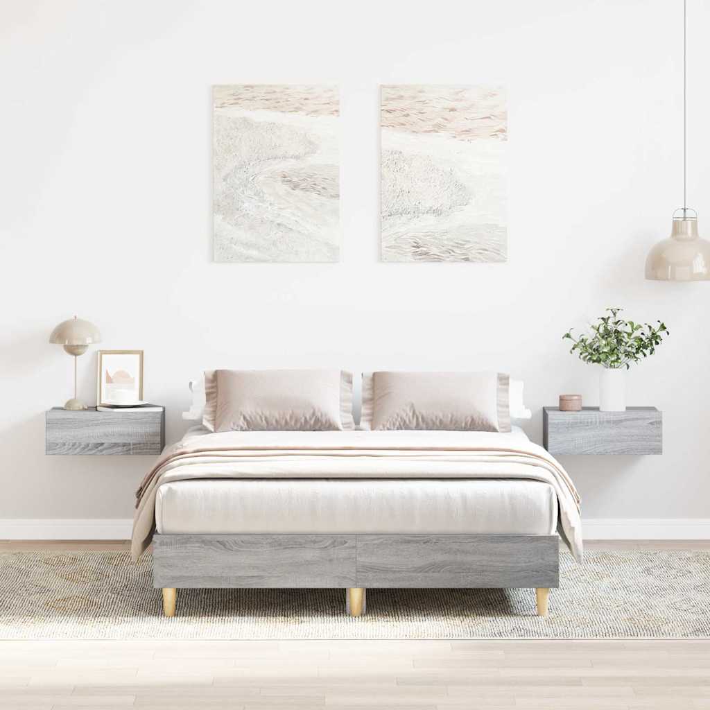 Estrutura de cama sem colchão 140x190 cm cinzento sonoma