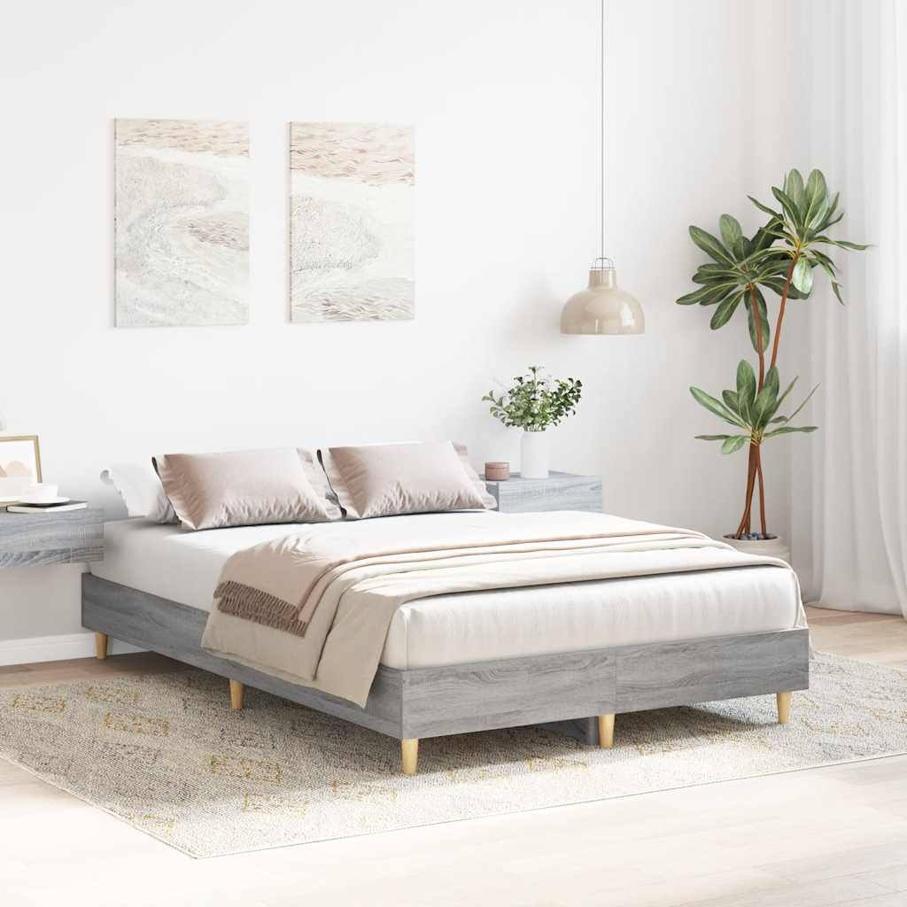 Estrutura de cama sem colchão 140x190 cm cinzento sonoma