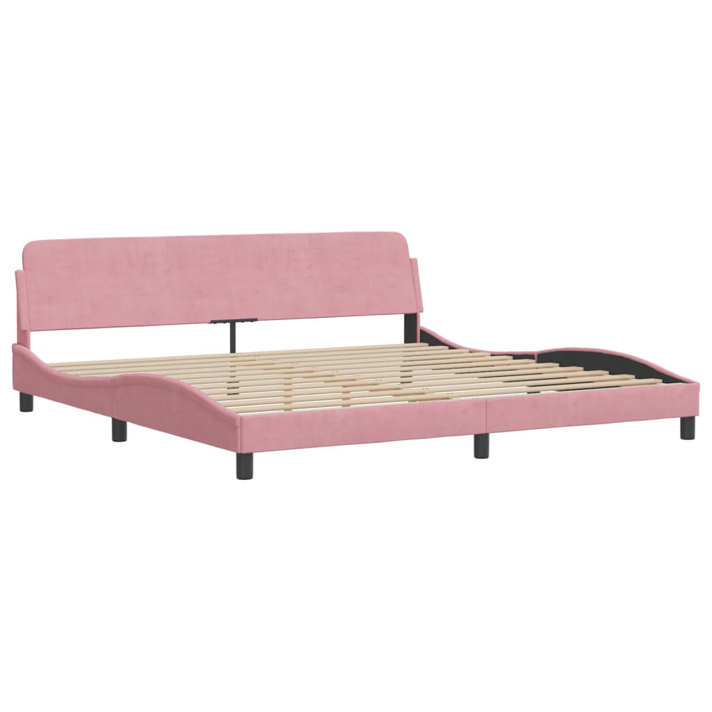 Cama com colchão hanko 200x200 cm veludo rosa