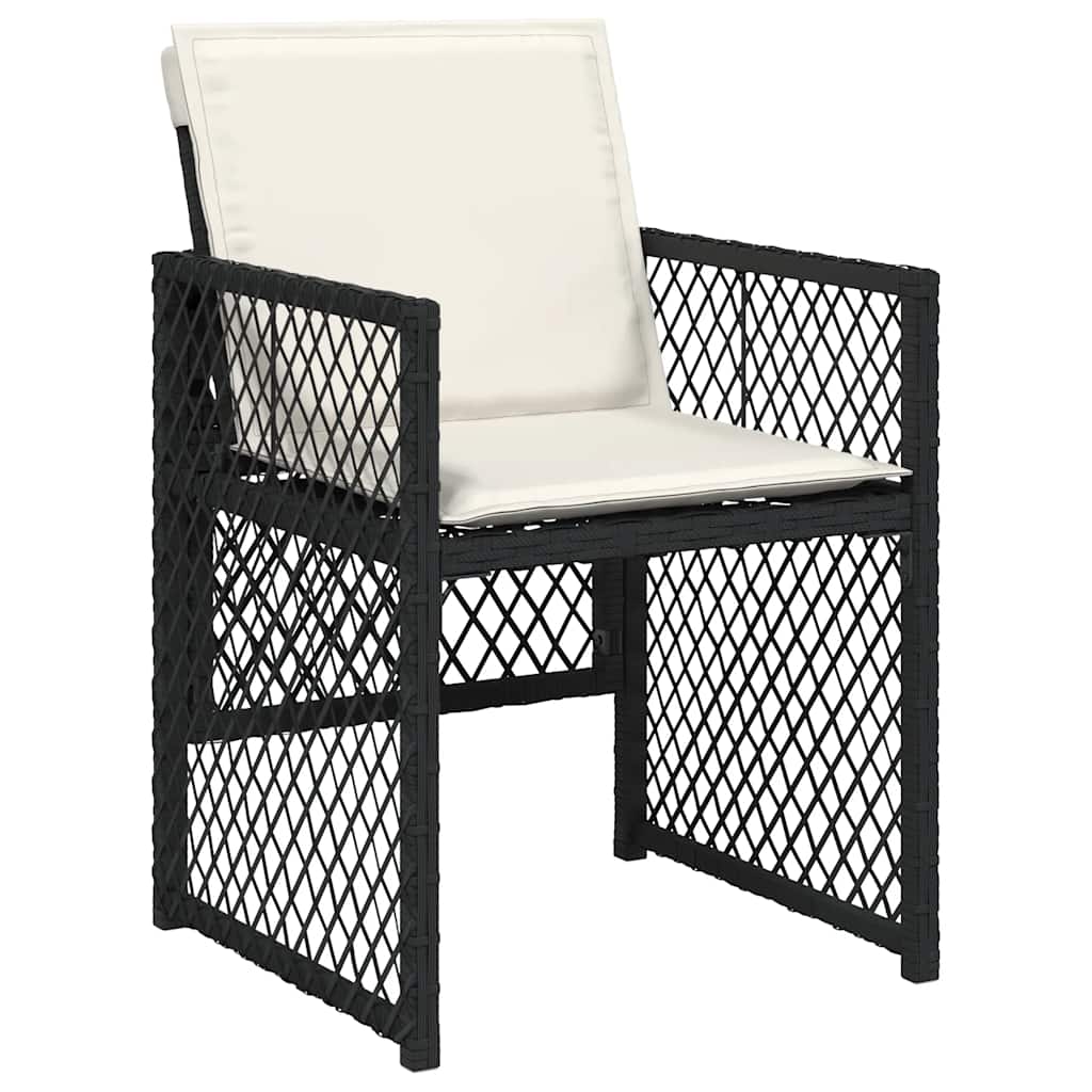 11 Pcs conjunto de jantar p/ jardim c/ almofadões vime PE preto