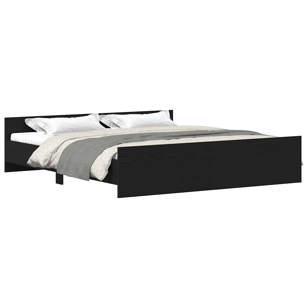 Estrutura de cama sem colchão, carvalho preto, 200x200 cm, madeira engenheirada