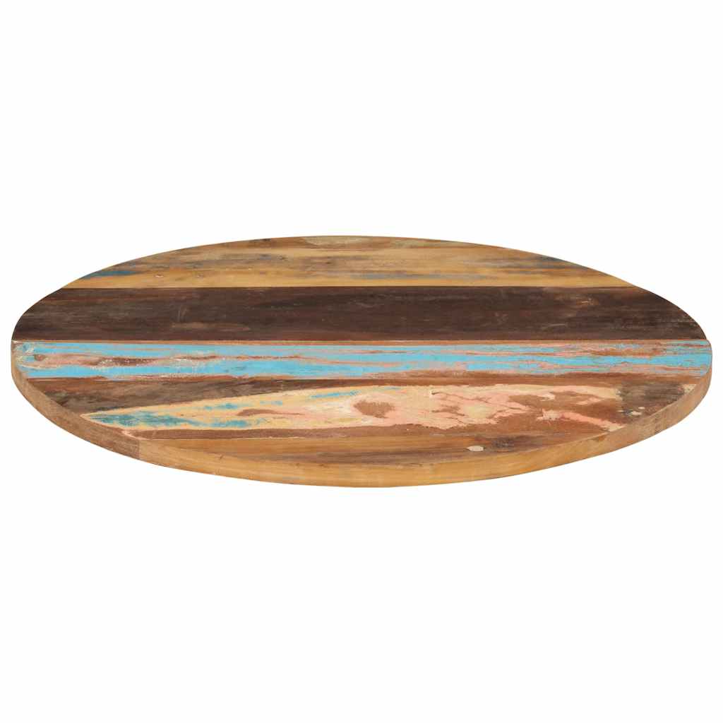 Tampo de mesa redondo 80 cm 25-27 mm madeira recuperada maciça