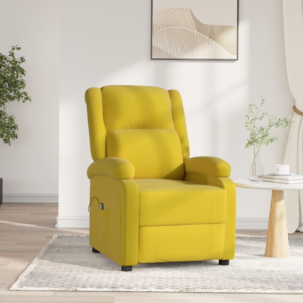 Poltrona elétrica reclinável veludo amarelo
