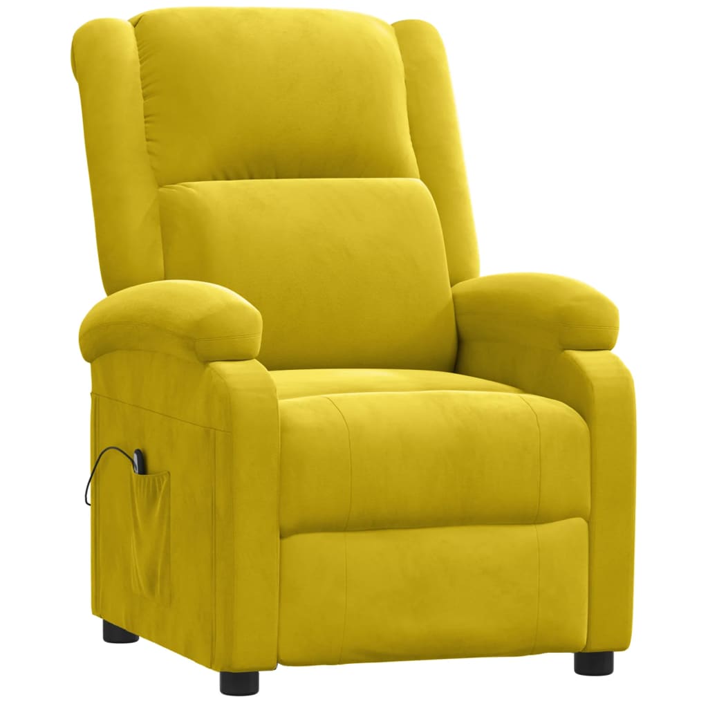 Poltrona elétrica reclinável veludo amarelo
