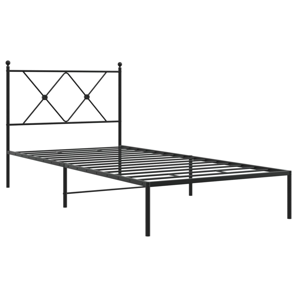Estrutura de cama com cabeceira 90x190 cm metal preto
