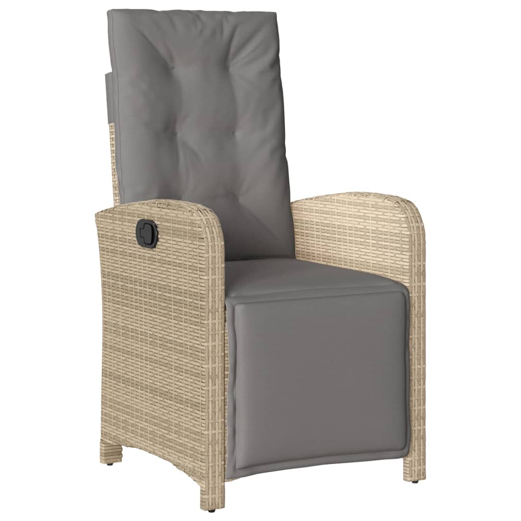 3 Pcs conjunto bistrô com almofadões vime PE bege