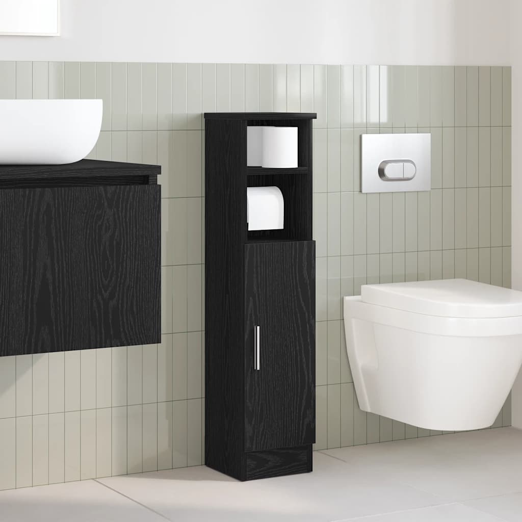 Móvel p/ casa de banho c/ suporte de rolos 20,5x22x90 cm preto