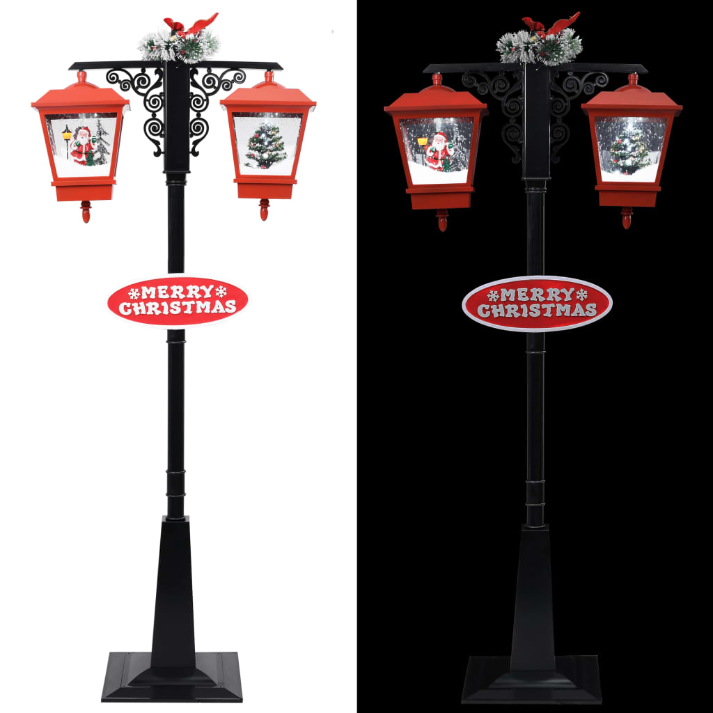 Candeeiro de rua pai natal 81x40x188 cm PVC preto e vermelho