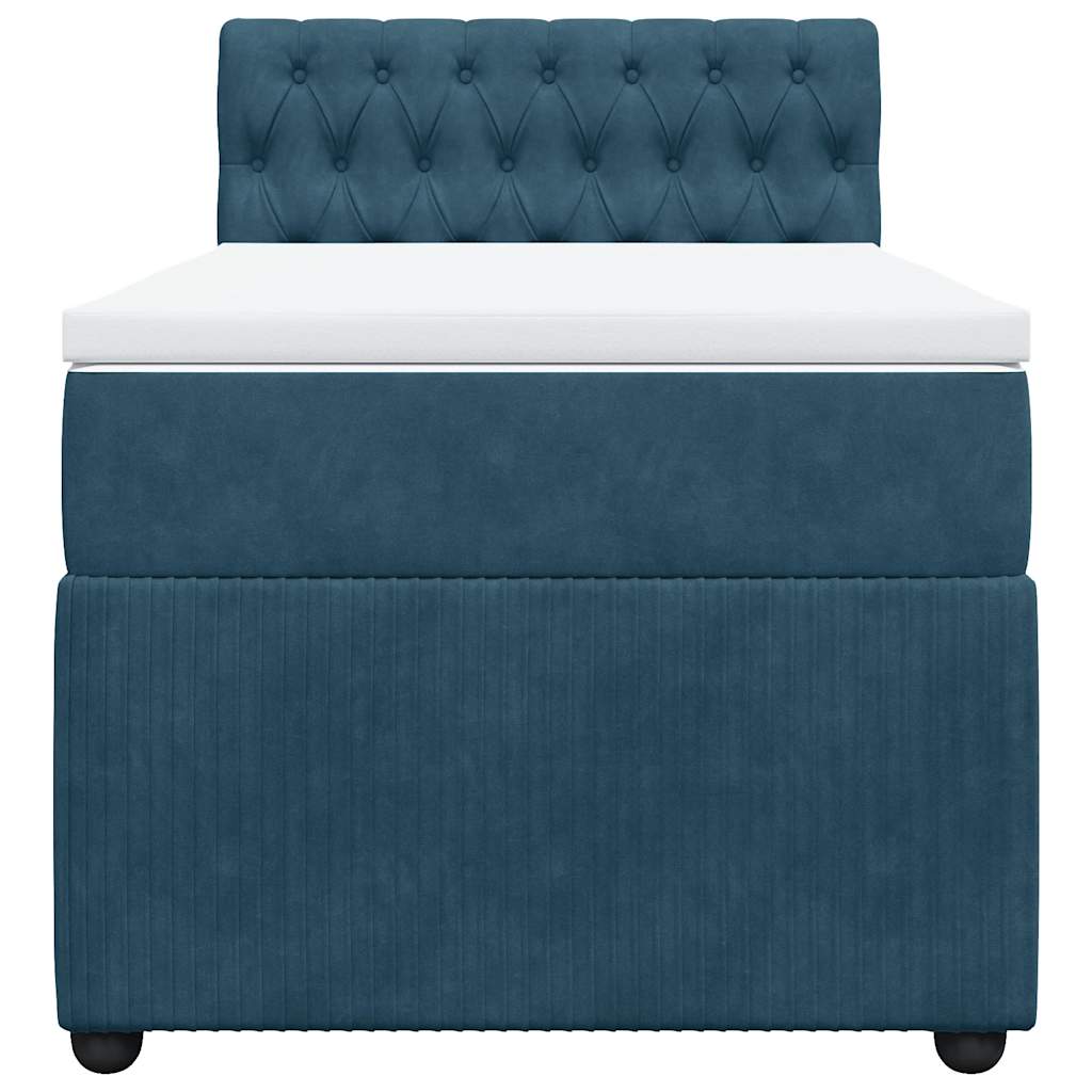 Cama boxspring com colchão 90x200 cm veludo azul