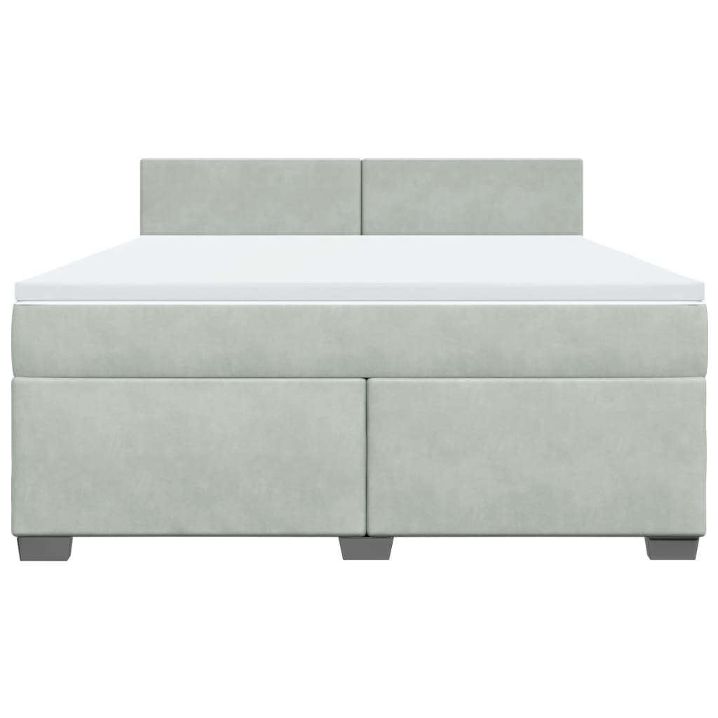 Cama com molas/colchão 180x200 cm veludo cinzento-claro