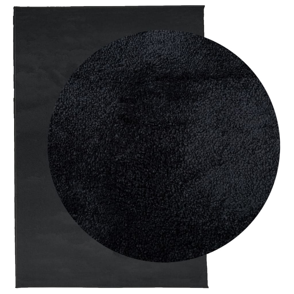 Tapete de pelo curto oviedo 140x200 cm preto