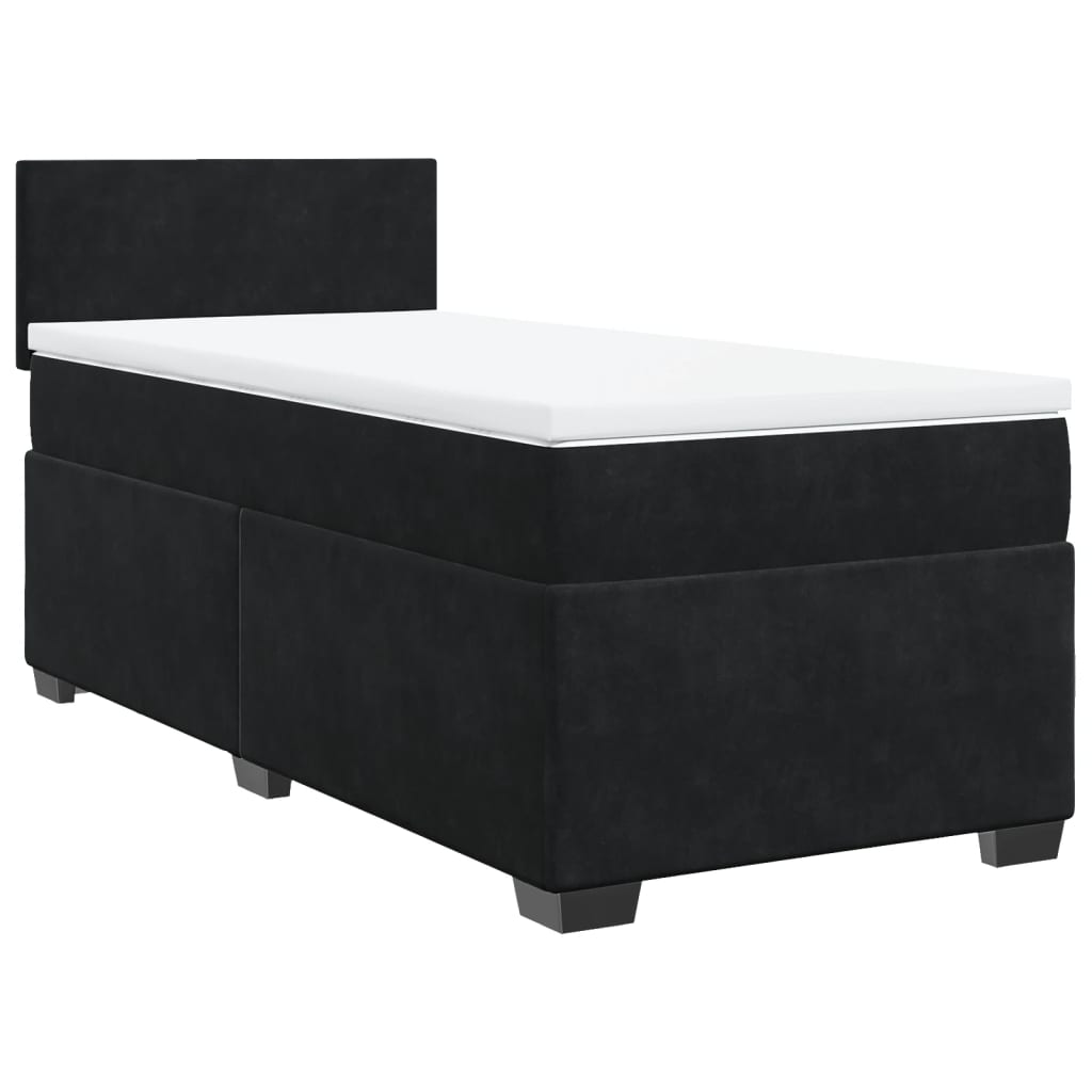 Cama com molas/colchão 90x200 cm veludo preto