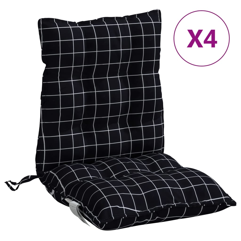 Almofadões cadeira encosto baixo 4 pcs oxford xadrez preto