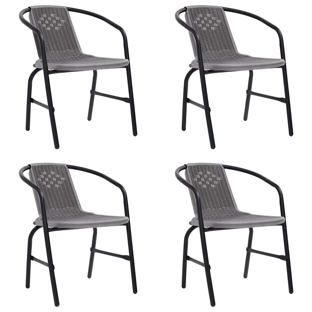 Cadeiras de jardim 4 pcs vime plástico e aço 110 kg
