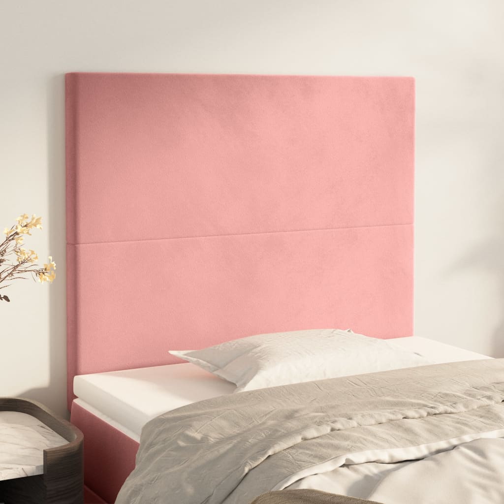Cabeceira rosa 90x5x118/128 cm veludo