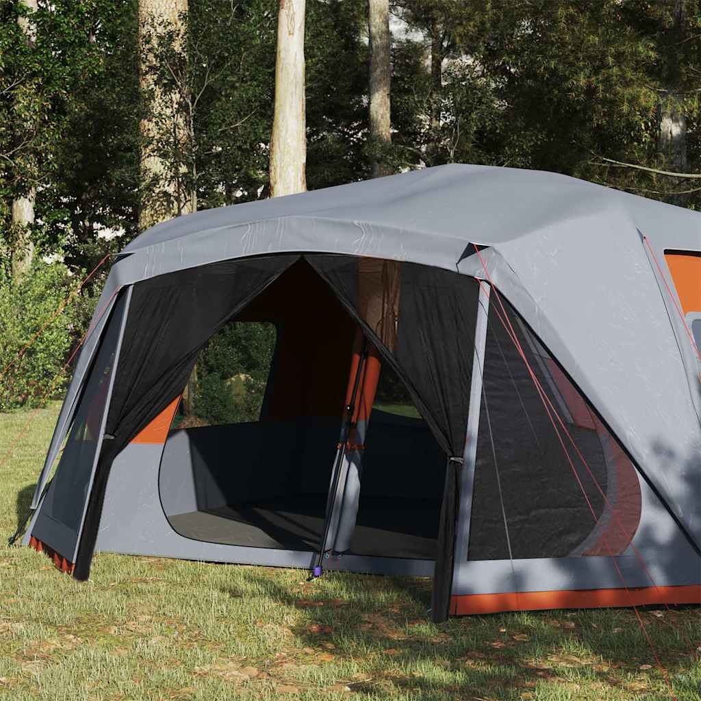 Tenda familiar 10 p. libertação rápida imperm. cinza/laranja