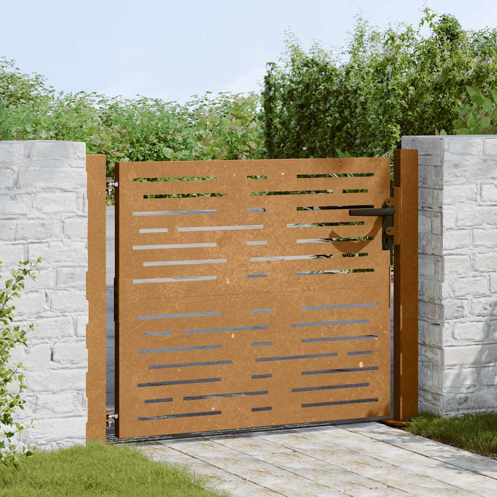 Portão de jardim 100x75 cm em aço corten com design quadrado