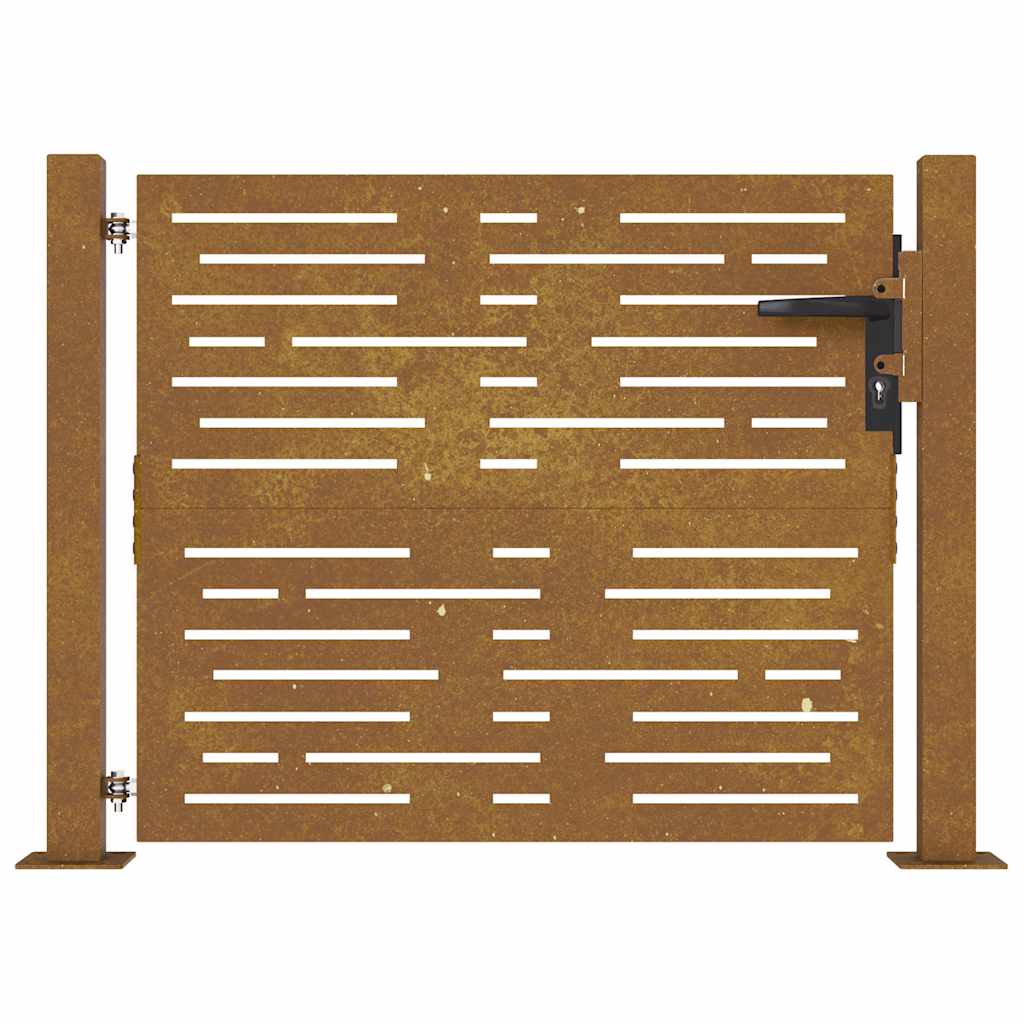 Portão de jardim 100x75 cm em aço corten com design quadrado