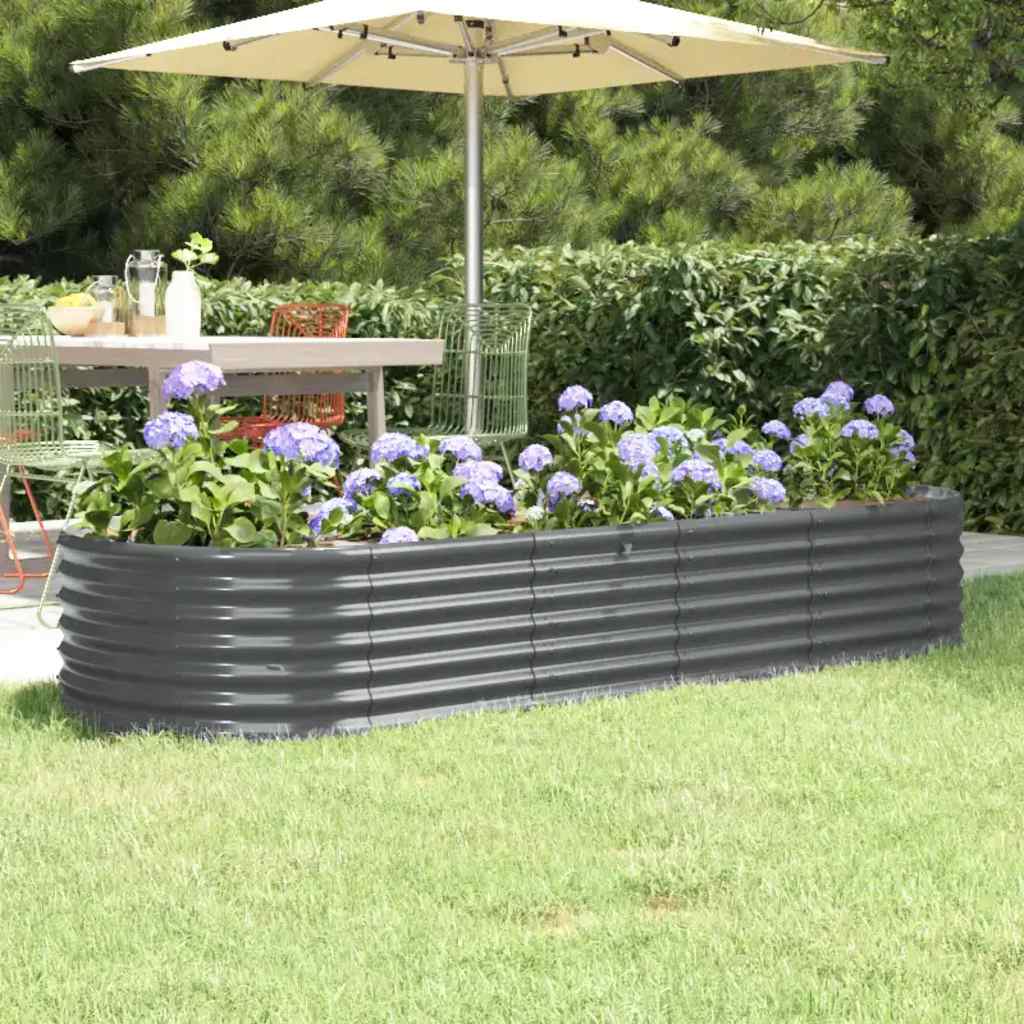 Canteiro elevado jardim 224x80x36 aço galvanizado antracite