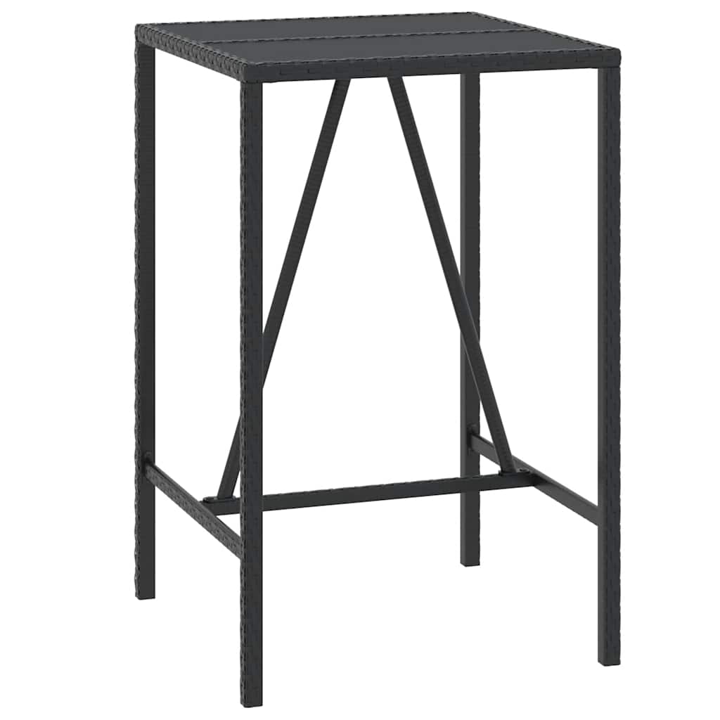 3 Pcs conjunto de bar p/ jardim vime PE/acácia maciça preto
