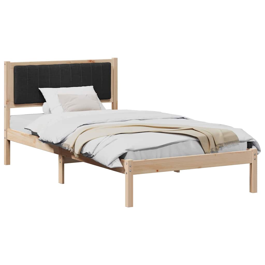 Estrutura de cama com cabeceira estofada preto 100 x 200 cm