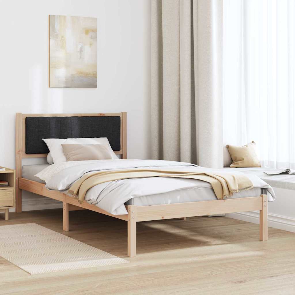 Estrutura de cama com cabeceira estofada preto 100 x 200 cm