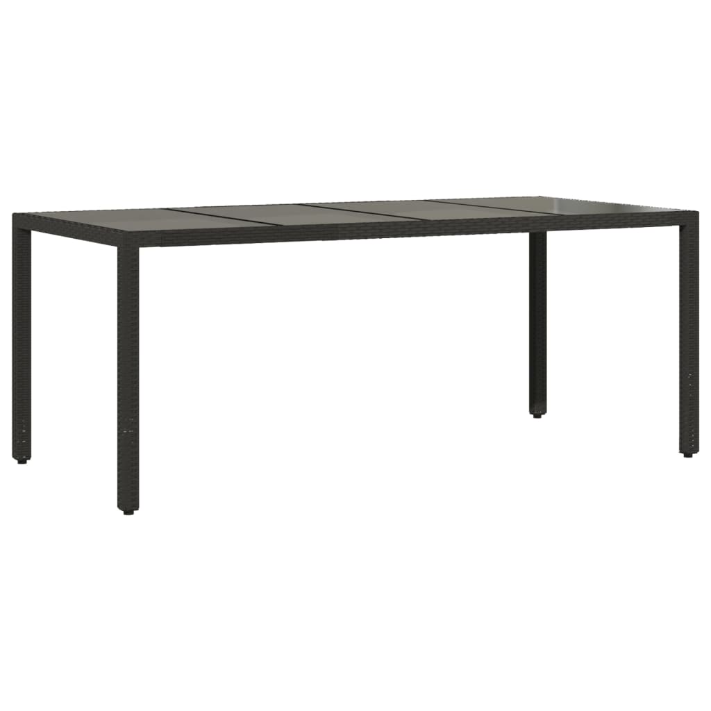9 Pcs conjunto jantar jardim c/ almofadões vime PE/vidro preto