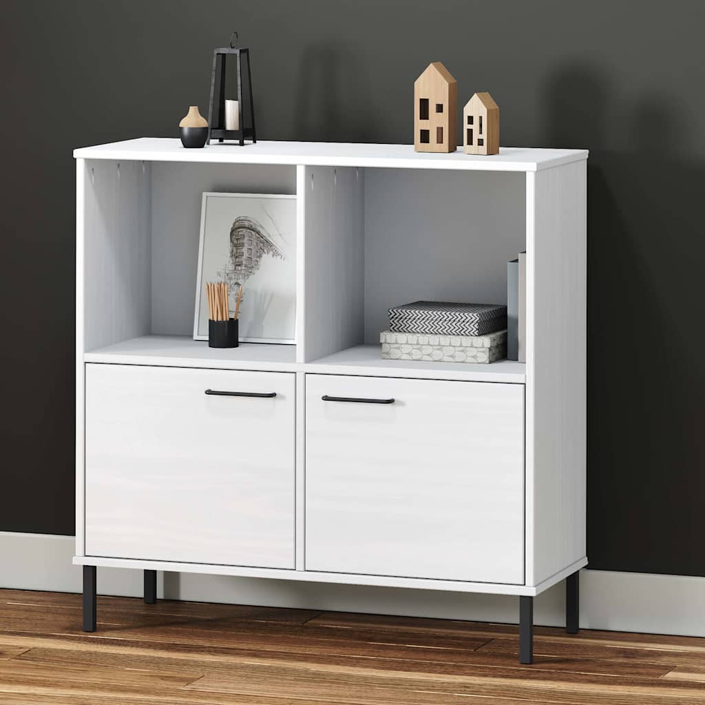 Estante c/ pernas metal 90x35x90,5cm madeira maciça oslo branco