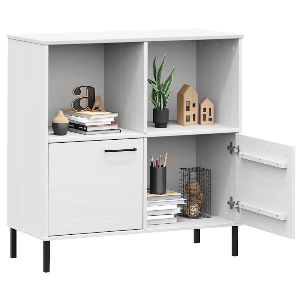Estante c/ pernas metal 90x35x90,5cm madeira maciça oslo branco
